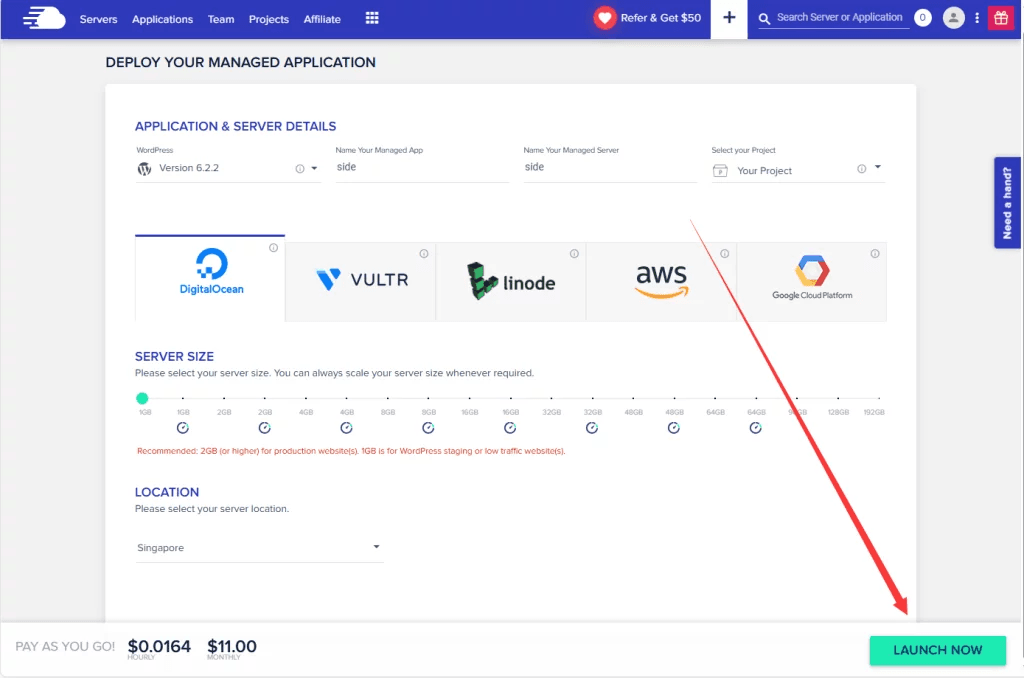 設定完以上Cloudways主機內容記得按下綠色按鈕儲存 Cloudways主機設定-Cloudways主機購買教學