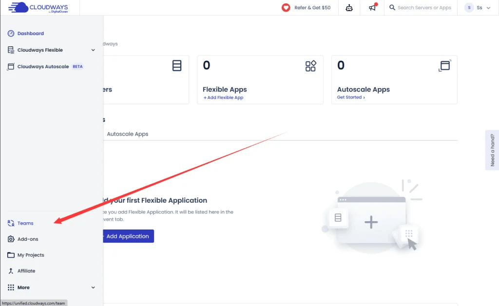 Cloudways主機新介面加入協作會員位置 Cloudways主機設定-協作會員